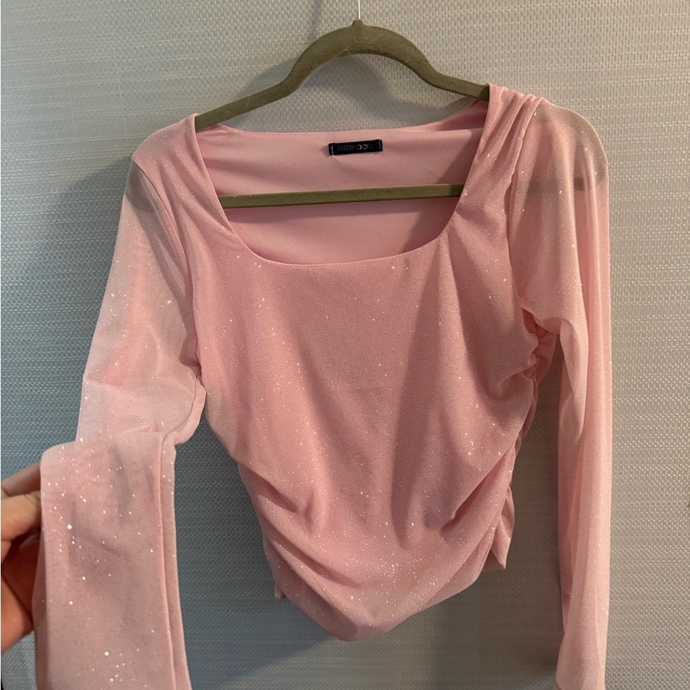 Papermoon Glittering Pink Long Sleeve Blouse
